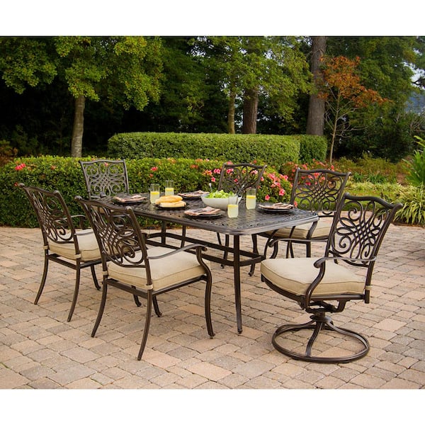 4 Dining Chairs 2 Swivel, 7 Piece Patio Set With Swivel Chairs
