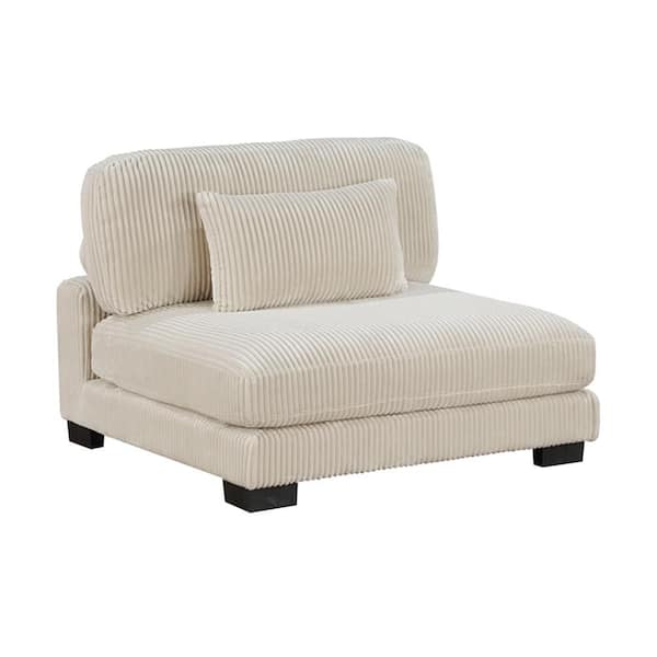 Lazzara Turbo Beige Corduroy Upholstery Armless Chair