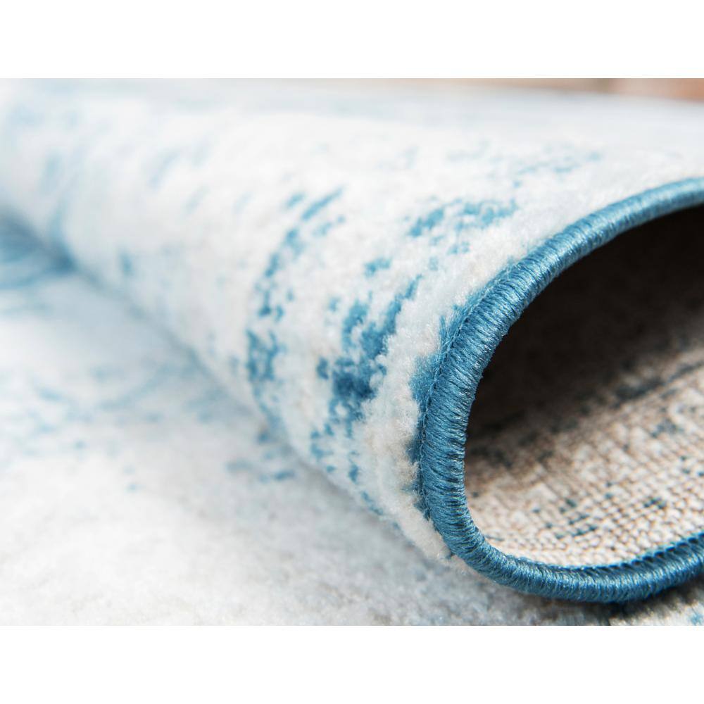 Sofia 9' x 12' Blue and Off-White Rectangular Area Rug