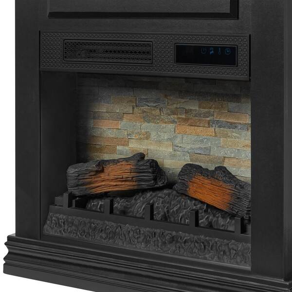 StyleWell Wheaton 31 in. Freestanding Wooden Infrared Electric Fireplace in  Black 150427 - The Home Depot