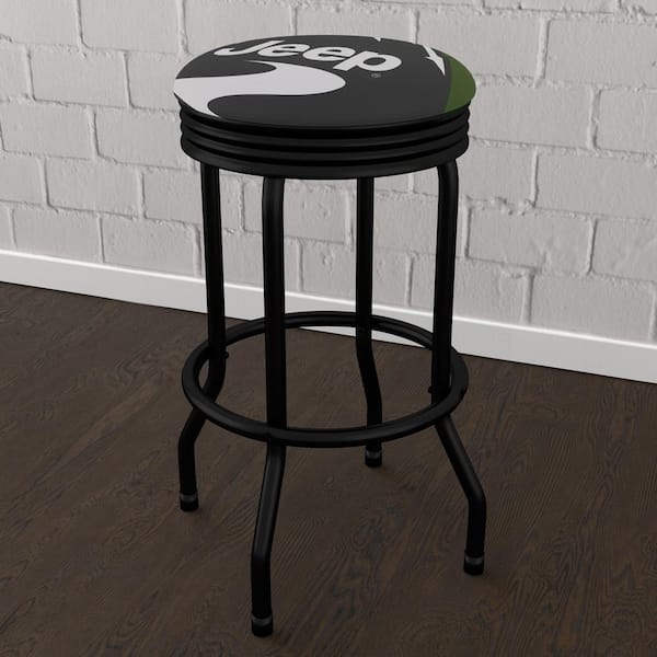 Unbranded Jeep Green Mountain 29 in. Black Backless Metal Bar Stool with Vinyl Seat