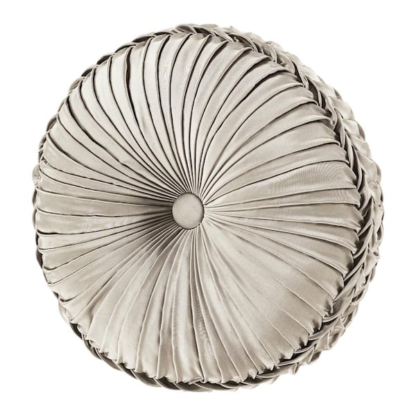 J QUEEN NEW YORK INC Branson Flax Polyester Solid Tufted Round Decorative Throw Pillow 15 In. L X 15 In. W