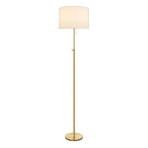 65 in. Antique Brass Standard Height Adjustable Floor Lamp with Pull Chain Switch