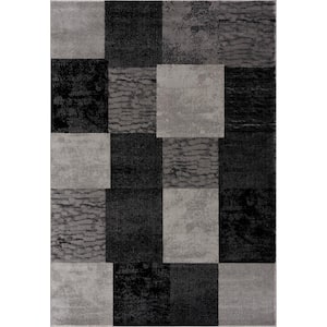 Montage Collection Modern Abstract Area Rug Doormat Entrance Floor Mat (3x5 feet) - 2'8" x 5', Grey