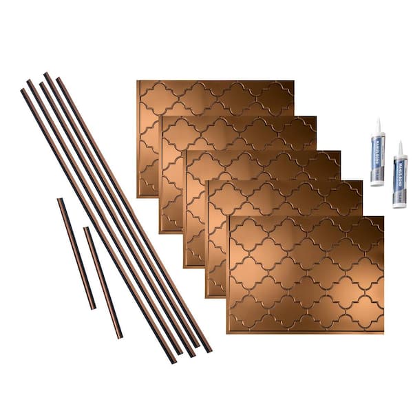 Fasade Monaco 18 in. x 24 in. Oil Rubbed Bronze Vinyl Decorative Wall Tile Backsplash 15 sq. ft. Kit