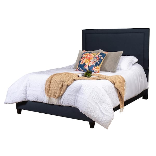 Leffler Home River Navy Blue Queen Upholstered Panel Bed