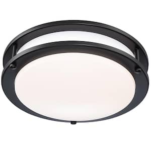 11 in. Modern Matte Black Integrated LED Flush Mount with Acrylic Shade for Kitchen