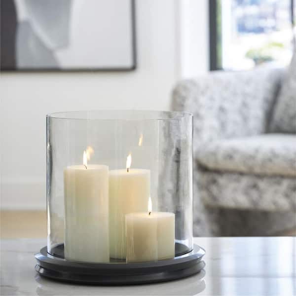 Signature DESIGN BY ASHLEY Saskia Black Marble Hurricane Candle