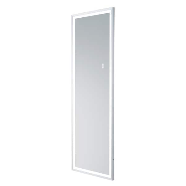 ExBrite FMT 22 in. W x 65 in. H Rectangular Aluminum Framed LED Dimmable Wall Bathroom Vanity Mirror in Brushed Silver
