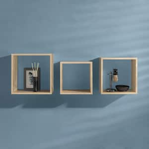 FRAME 11.8 in. x 11.8 in. x 4.6 in. Oak Vintage Decorative Wall Shelf Set with Brackets