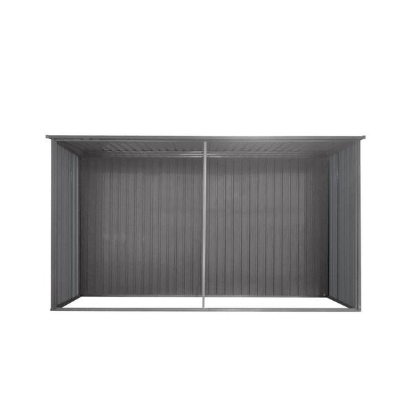 13 ft. W x 11 ft. D Gray Metal Outdoor Storage Shed and Firewood