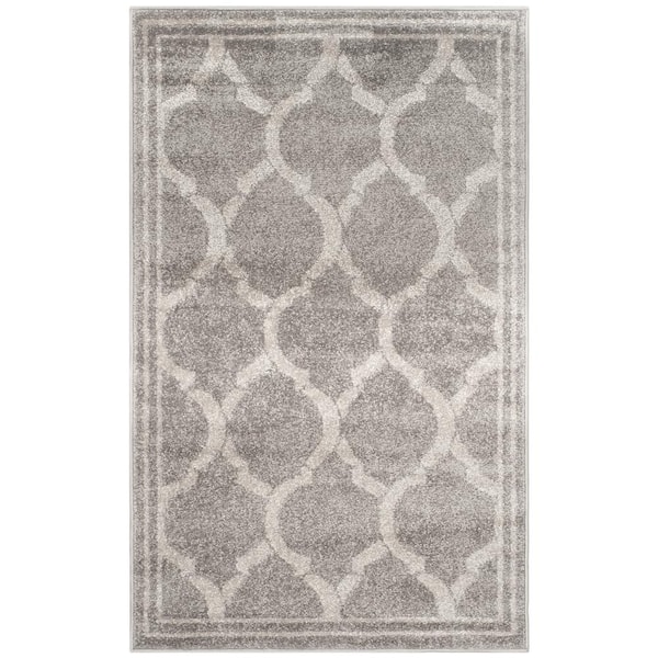 SAFAVIEH Amherst Gray/Light Gray Doormat 3 ft. x 4 ft. Geometric Interlace Area Rug