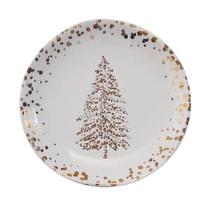 Golden Christmas White Appetizer Plate (Set of 4)