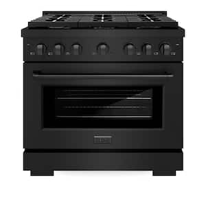 36 in. 6 Burner Freestanding Gas Range & Convection Gas Oven in Black Stainless Steel