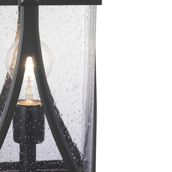 Abbott Collection 1-Light Antique Bronze Clear Seeded Glass Craftsman Outdoor Post Lantern Light