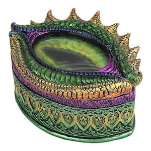 4 in. H Multi-Color Eye of the Evil Dragon Poly-Resin Sculptural Box