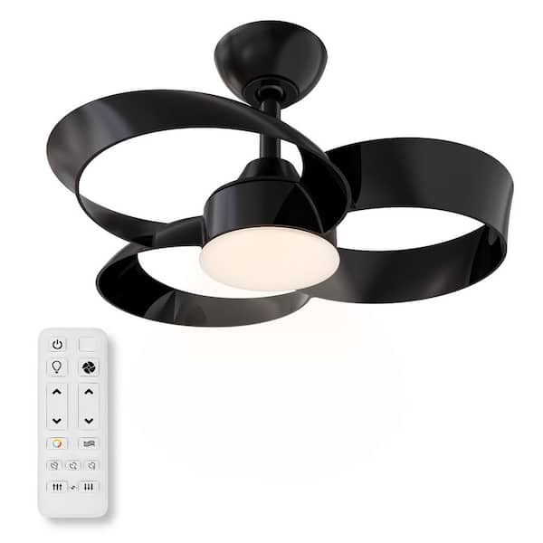 Windora II 22 in. Indoor Black Standard Mount Ceiling Fan Black Blade with Color Changing LED Light and Remote Control