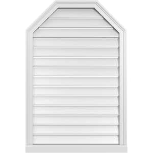 28" x 42" Octagonal Top Surface Mount PVC Gable Vent: Functional with Brickmould Sill Frame
