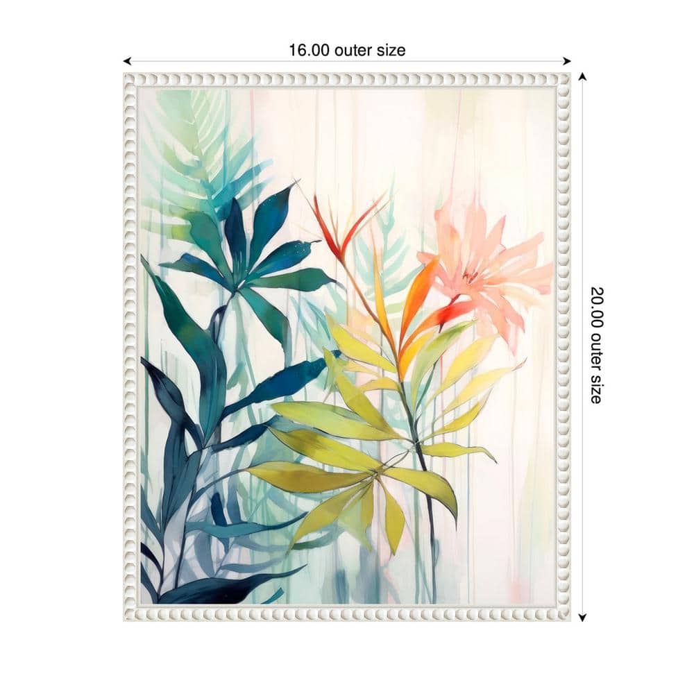 16"x20" Pink and Yellow Floral Abstract Canvas Wall Art in White Frame