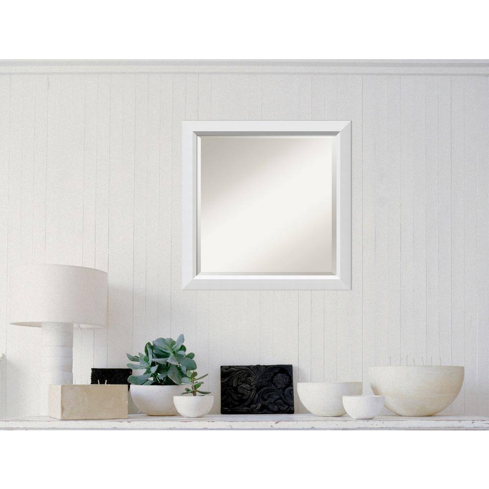 Blanco White 24" Square Real Wood Framed Wall Mirror