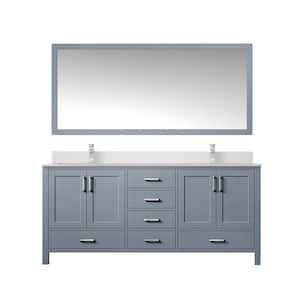Jacques 60 in. W x 22 in. D Dark Grey Double Bath Vanity, White Quartz Top, Faucet Set, and 58 in. Mirror