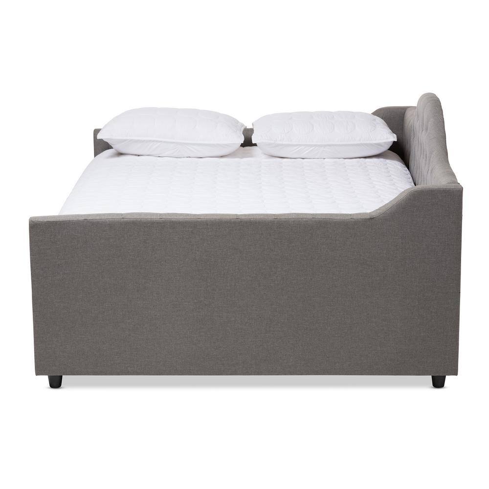 Eliza Full Size Grey Upholstered Tufted Daybed with Wood Frame
