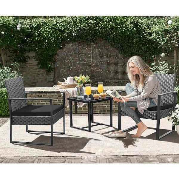 black 3 piece patio set