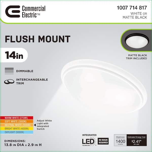 Commercial Electric 11-inch Selectable-CCT LED Flush Mount
