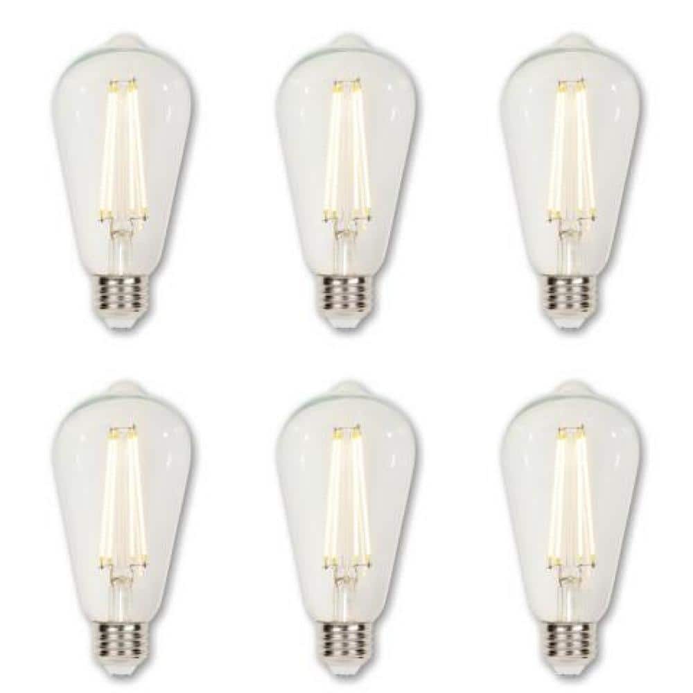 Clear 60 Watt Equivalent Dimmable LED Filament Bulb 6-Pack