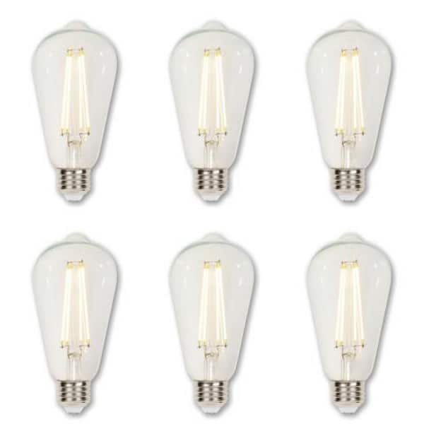 60-Watt Equivalent ST20 Dimmable Clear Edison Filament LED Light Bulb Soft White Light (6-Pack)