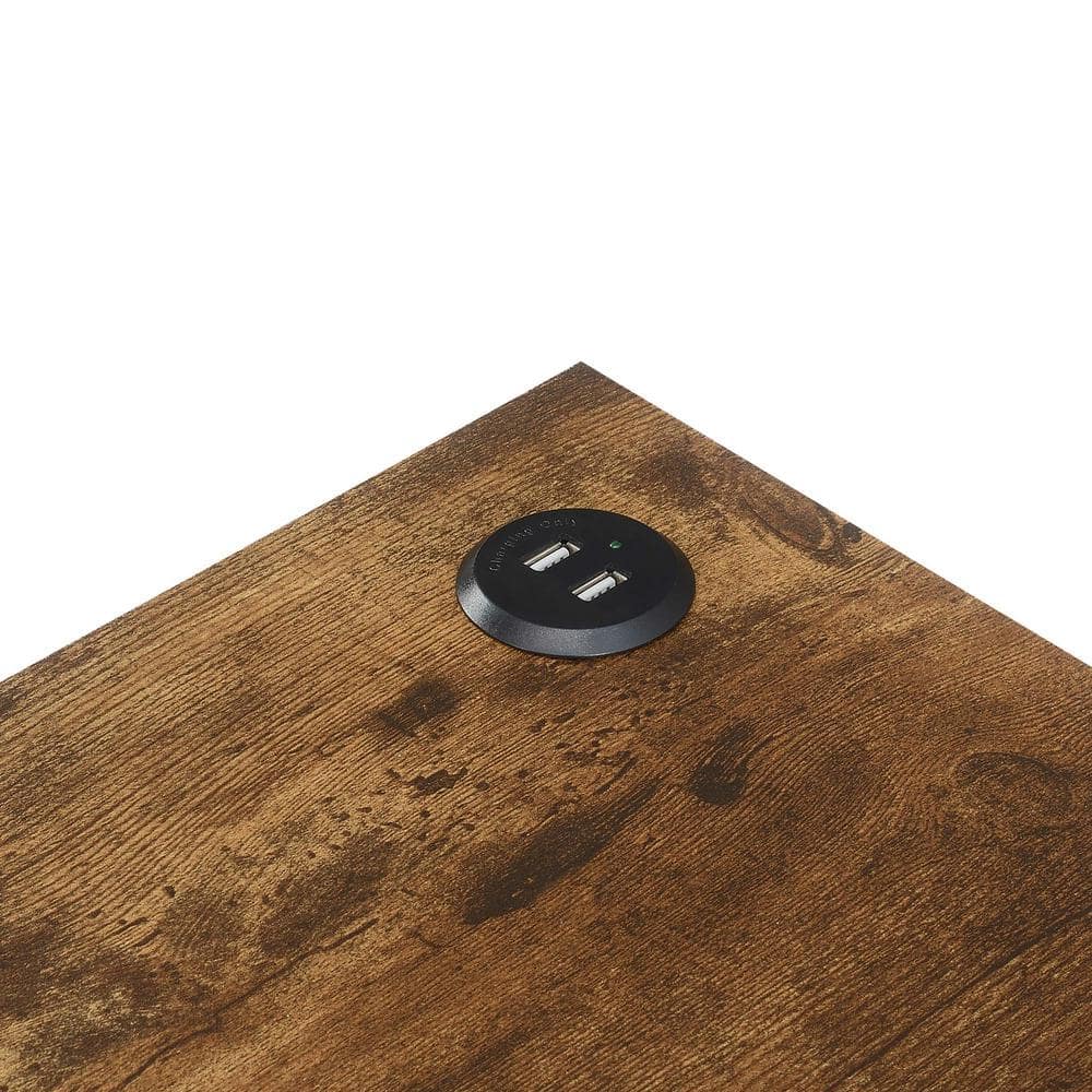 Tucson Starburst 24" Barnwood Chairside End Table with USB Charging Station