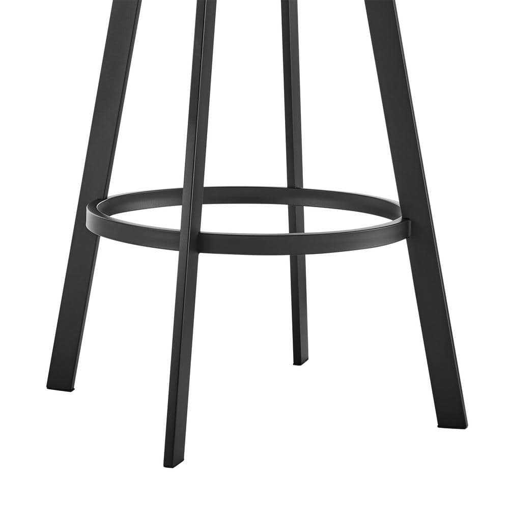 Ramona 26" Black Faux Leather Swivel Counter Stool with Metal Frame