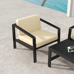 Aluminum Patio Furniture Single Armchair with Beige Cushions