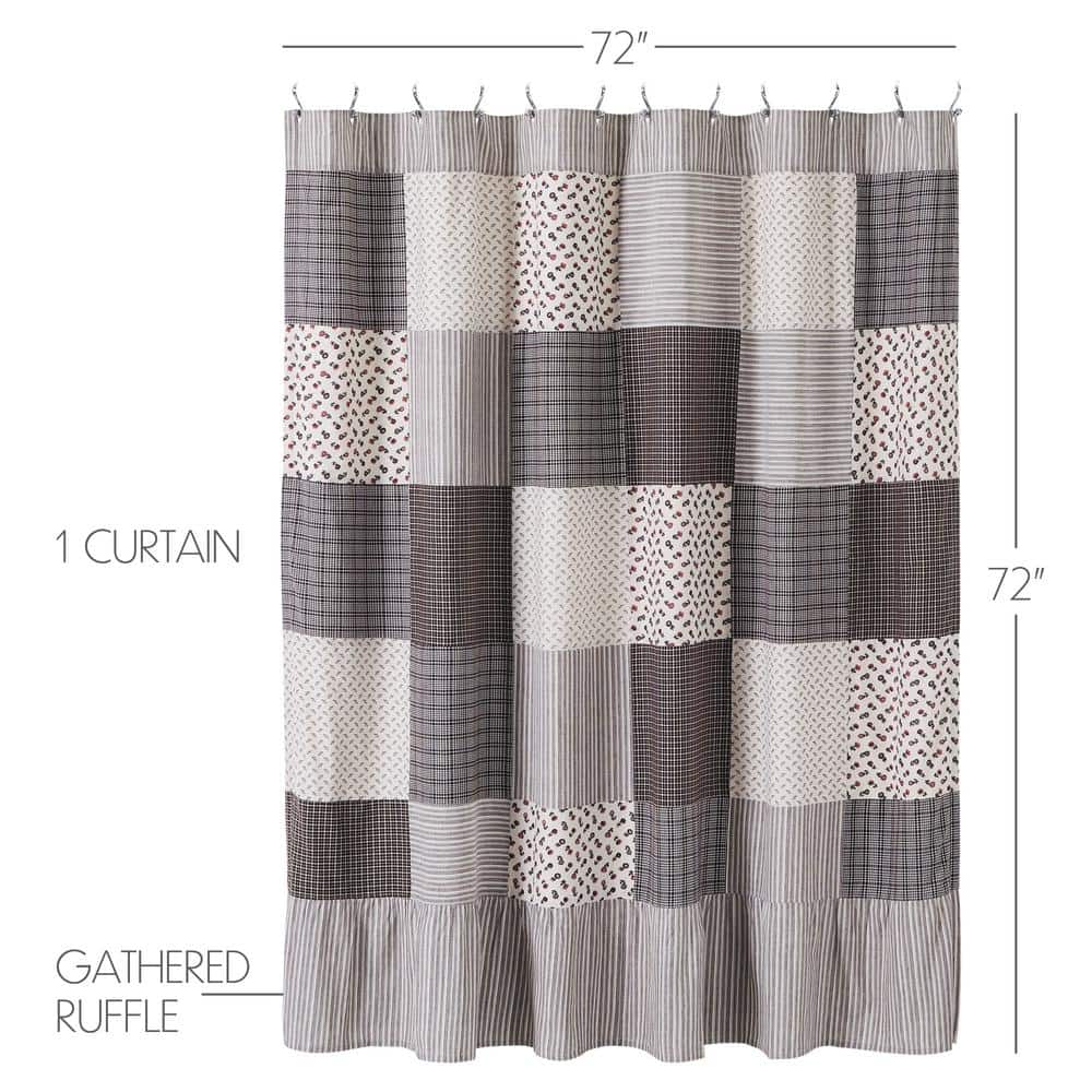 Florette Patchwork Brown and White Fabric Shower Curtain 72x72