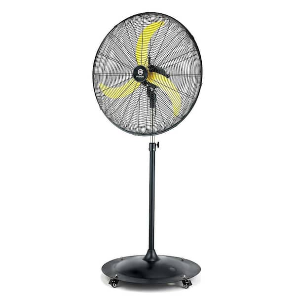 30 in. Oscillating Pedestal Fan in Black with Yellow Blades, All Sealed Brushless DC Motor, Waterproof, Outdoor