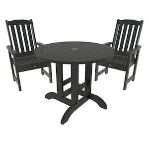 Lehigh Black 3-Piece Recycled Plastic Round Outdoor Dining Set