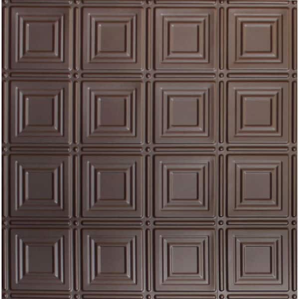 Global Specialty Products Dimensions 2 ft. x 2 ft. Bronze Lay-in Tin Ceiling Tile for T-Grid Systems