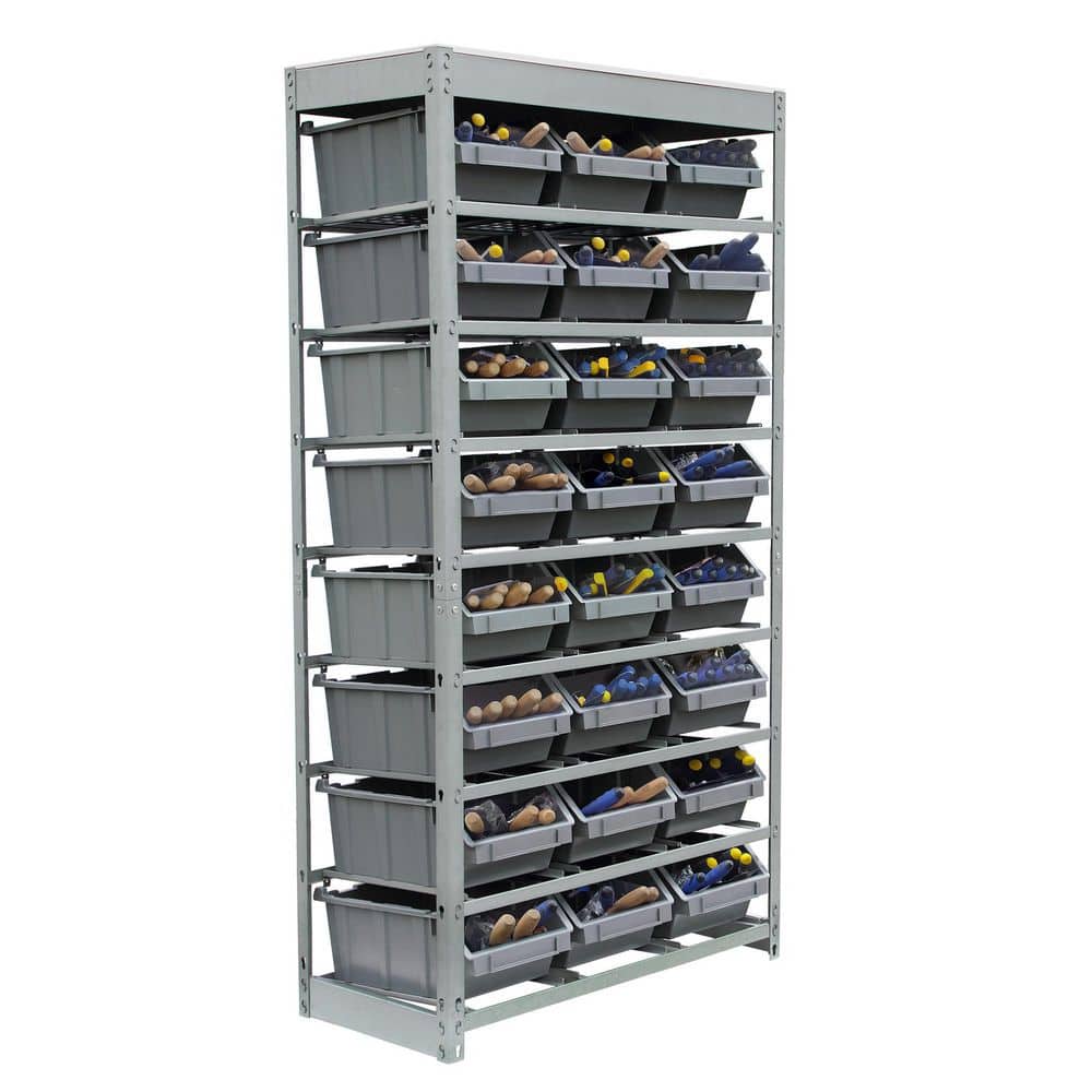 KING'S RACK Gray 8Tier Botless Bin Storage System Garage Storage Rack