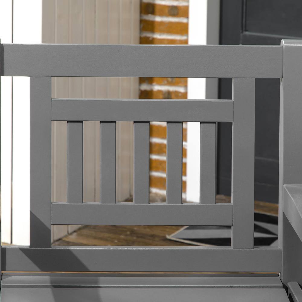6-Piece Dark Gray Poplar Wood Patio Dining Set with Bench