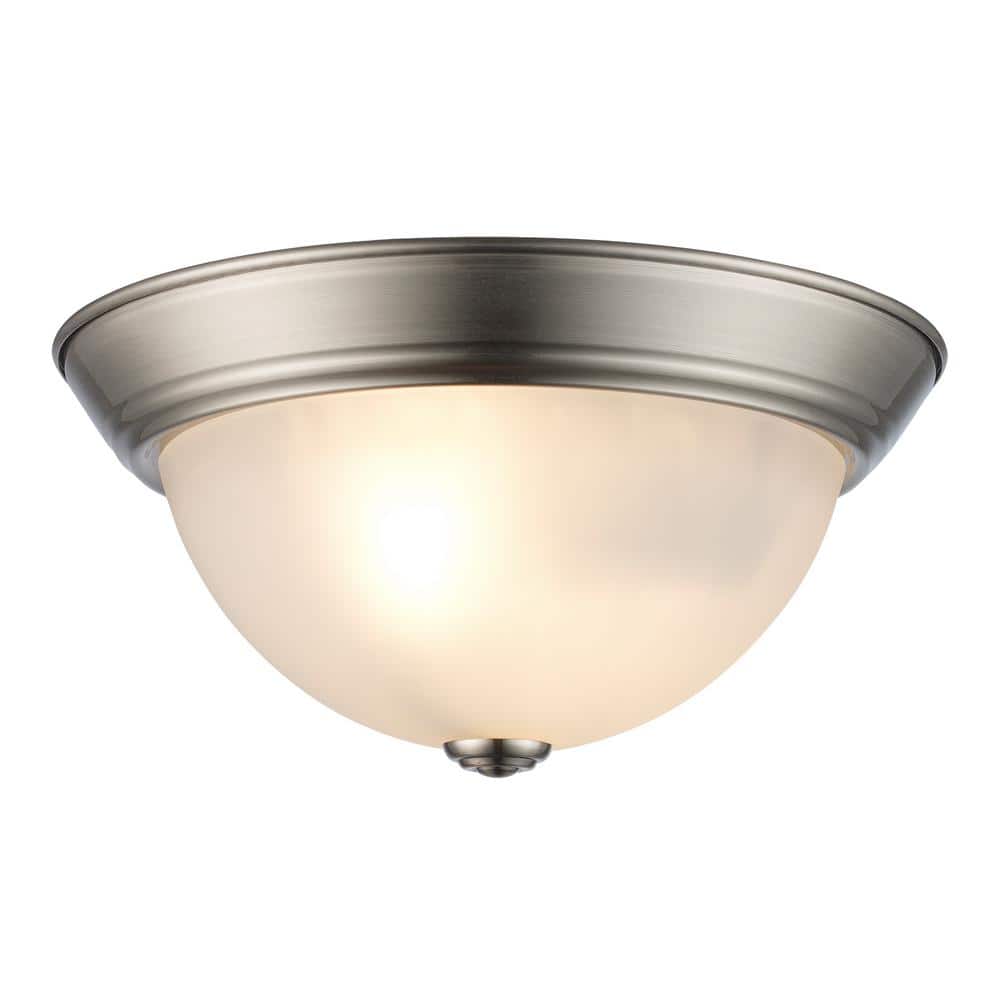 Bowers 11" Brushed Nickel Flush Mount with White Frosted Glass