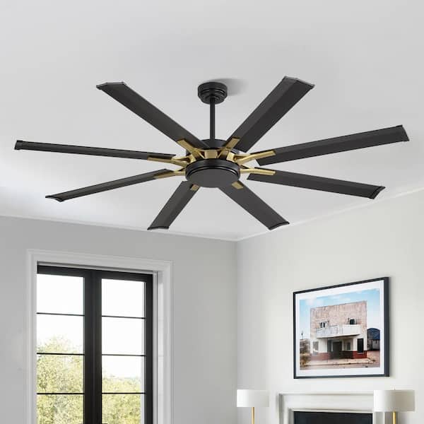 96 in. (8 ft.) Indoor Aluminum Blades Ceiling Fan with Remote, Black