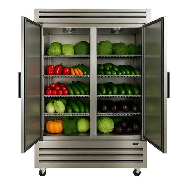 54 in. W 47cu. ft NSF Commercial 2-Door Reach in Upright Refrigerator in Stainless Steel