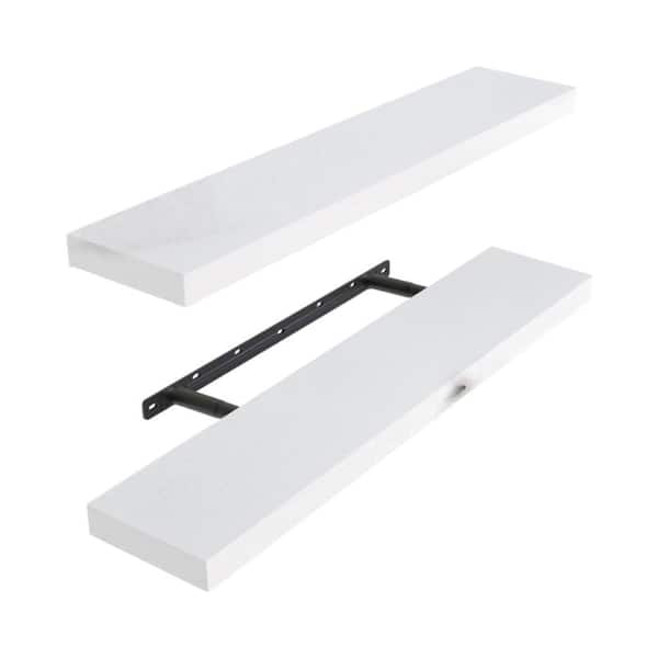 22.5 inches Floating Shelves Set of 2,Rustic Wood Wall Mounted Shelves for Bathroom,Bedroom,Living Room,White