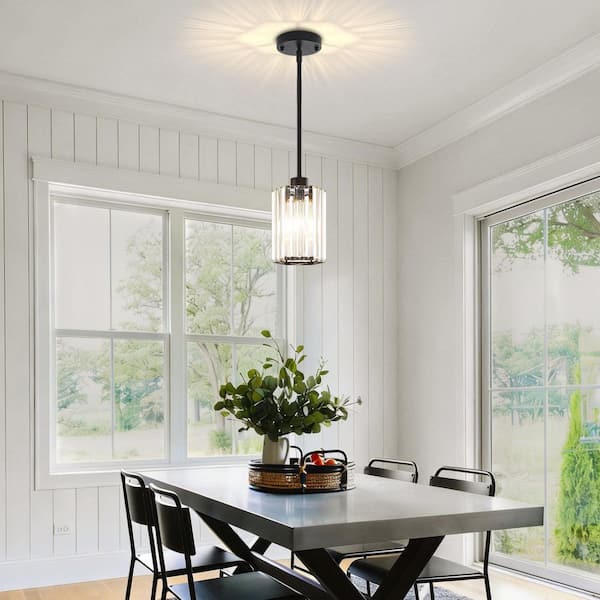 【3個】KSIHIMA PENDANT LIGHT GEM-6961 Black ZSMIHDOH 1-Light Black Modern Crystal Hexagonal Pendant Light for