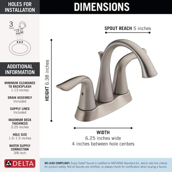 Delta Lahara 4 in. Centerset 2-Handle Bathroom Faucet with Metal