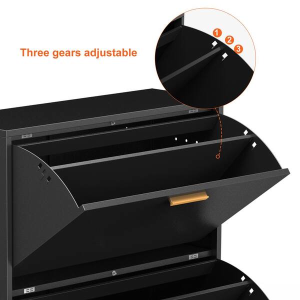 25.59 in. W x 9.45 in. D x 47.64 in. H Black Linen Cabinet with