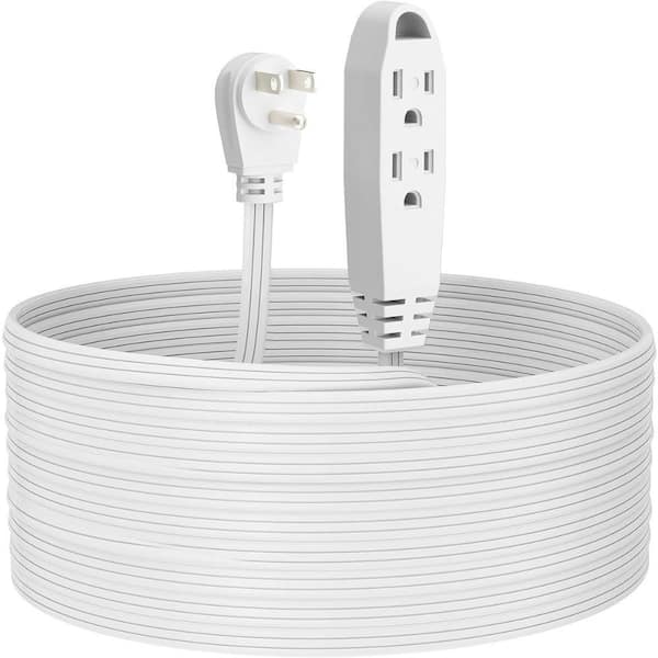 Etokfoks 25 ft. 16/3 High Quality Indoor/Outdoor Extension Cord with Triple Wire Grounded Multi Outlet, White