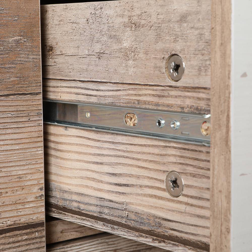 Rustic Brown Wood Sliding Door Cabinet with Adjustable Shelves