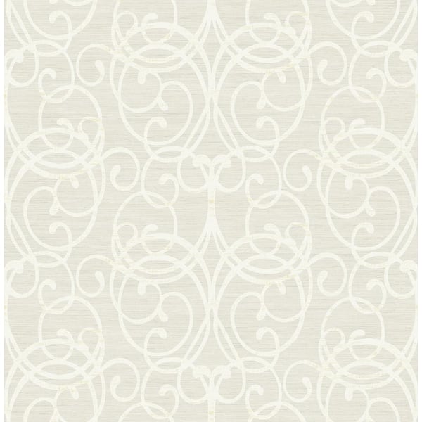 Seabrook Designs Silverton Scroll Grey & Pearl Paper Strippable Roll (Covers 56.05 sq. ft.)