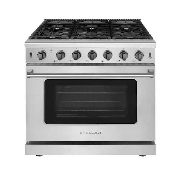 36 in. 6-Burners 6 cu. ft. Freestanding Professional Gas Range in Stainless Steel with Convection Oven and Drawer